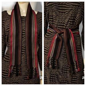 VTG Christian Dior 1980s Hand Loomed Braided Fringe Stripe Belt Sash